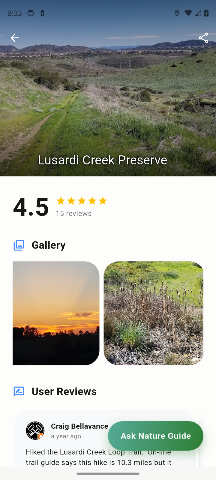 Hiking trails interface